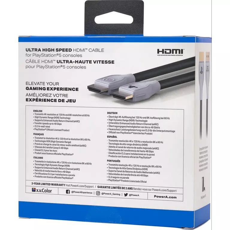 PowerA Ultra High Speed HDMI Cable for Playstation 5, Cable, HDMI 2.1, PS5, Officially Licensed PowerA Ultra High Speed HDMI Cable for Playstation 5, Cable, HDMI 2.1, PS5, Officially Licensed
